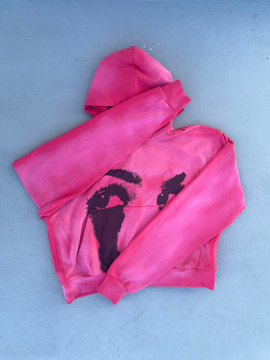 Distressed Eyes Pink Hoodie